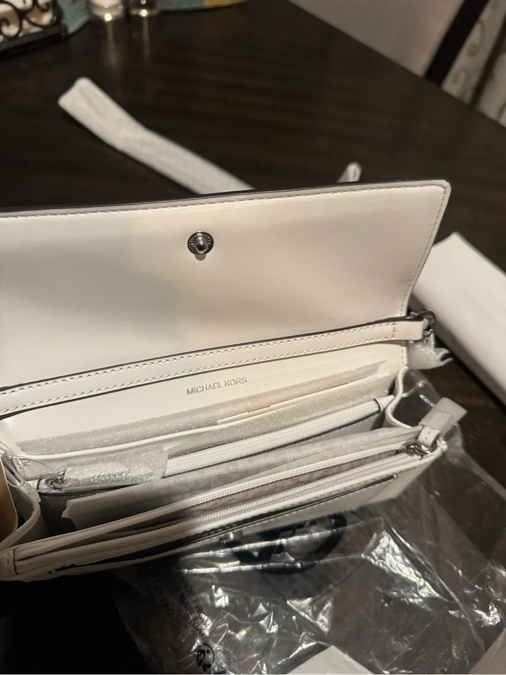 MICHAEL KORS Optic White Crossbody Wallet Bag